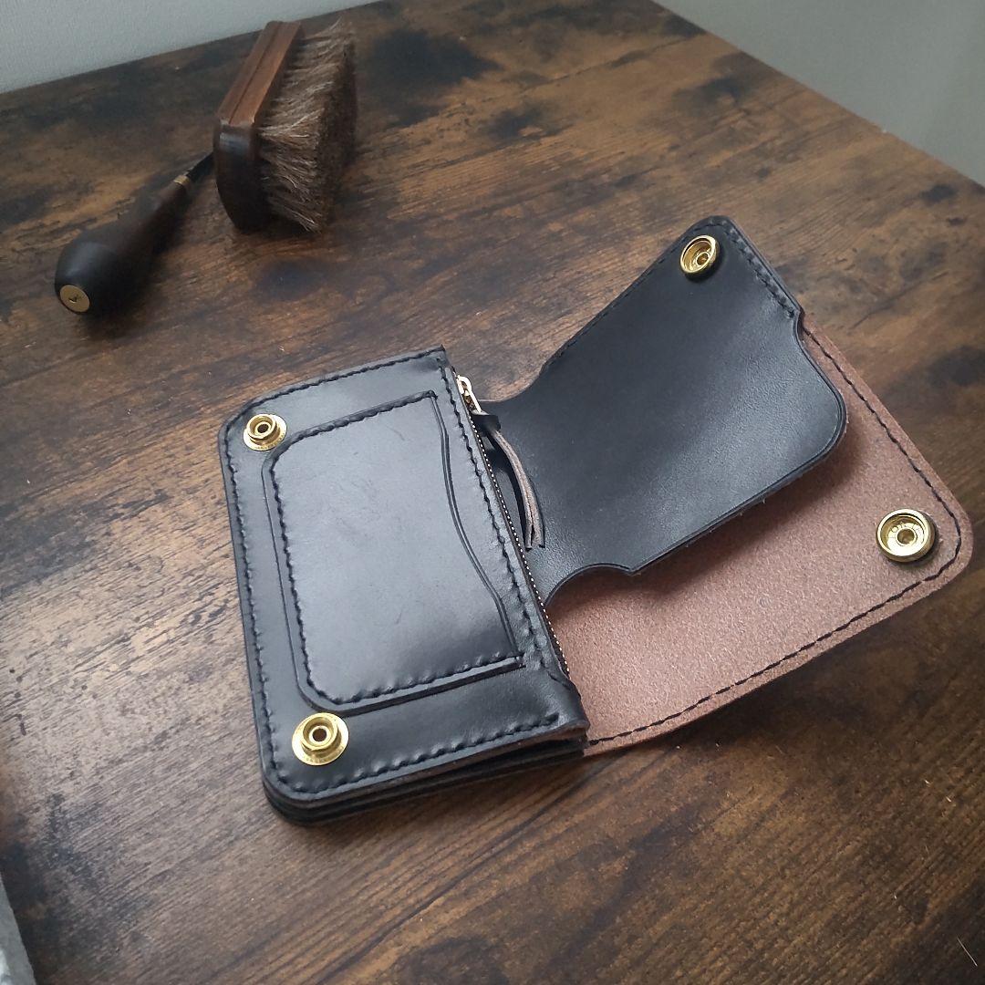 【100%昭南皮革ベンズ使用】お札を折らず収納できるミドルトラッカーウォレット