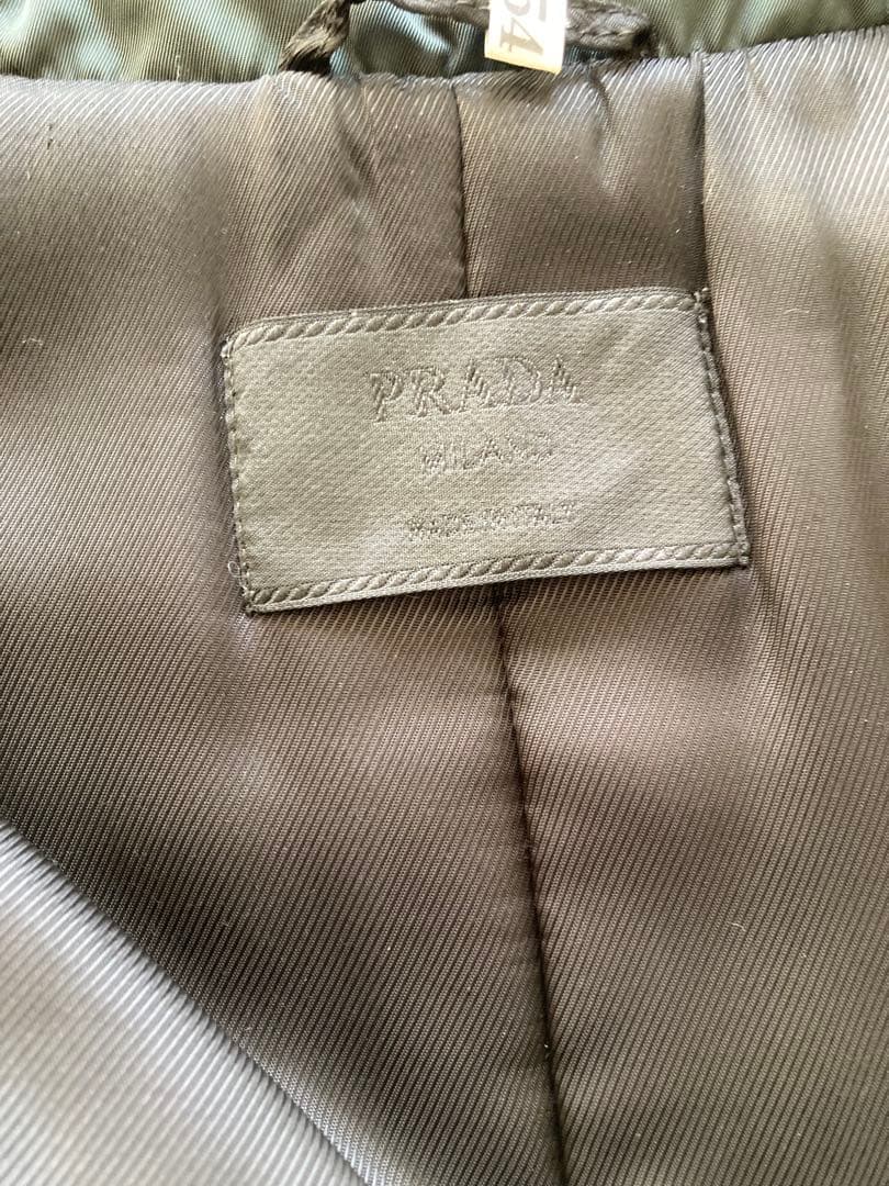 PRADAプラダ中綿ブラックナイロンステンカラーロングコート