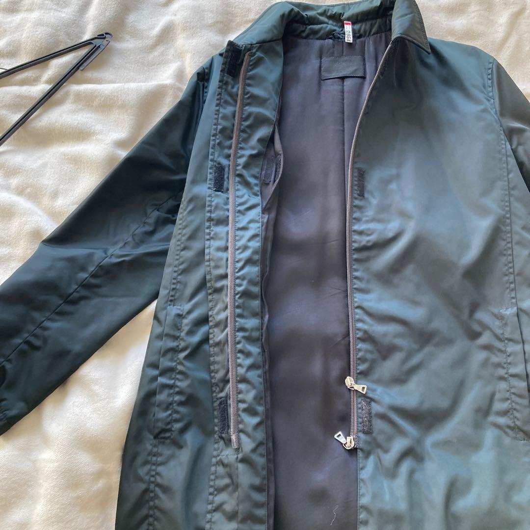 PRADAプラダ中綿ブラックナイロンステンカラーロングコート