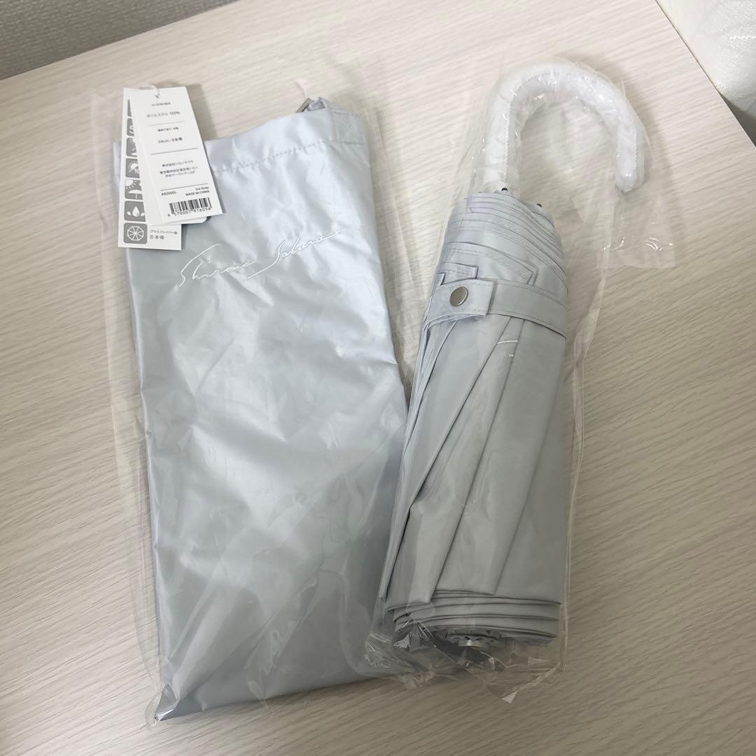 シロノサクラ　折りたたみ傘（フリルなし）アイスグレー