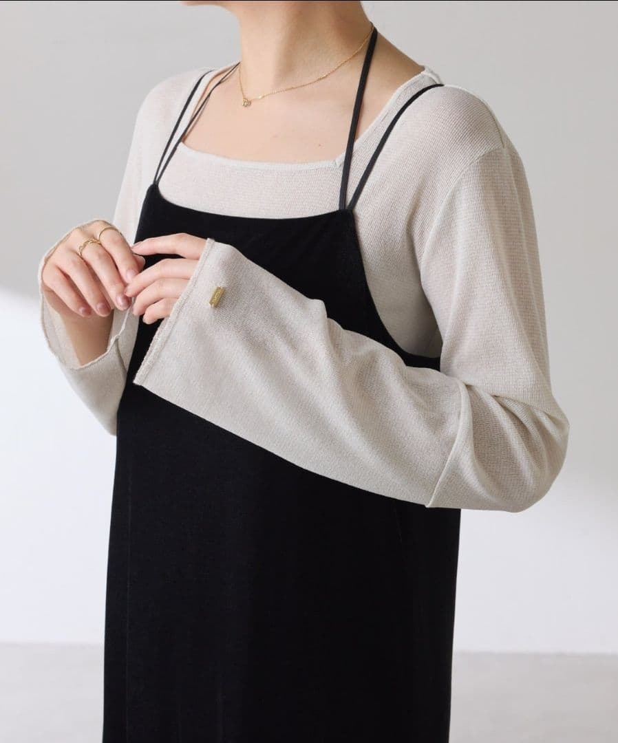 新品コラージュGALLARDAGALANTEシアーラメリブカットソーオフホワイト