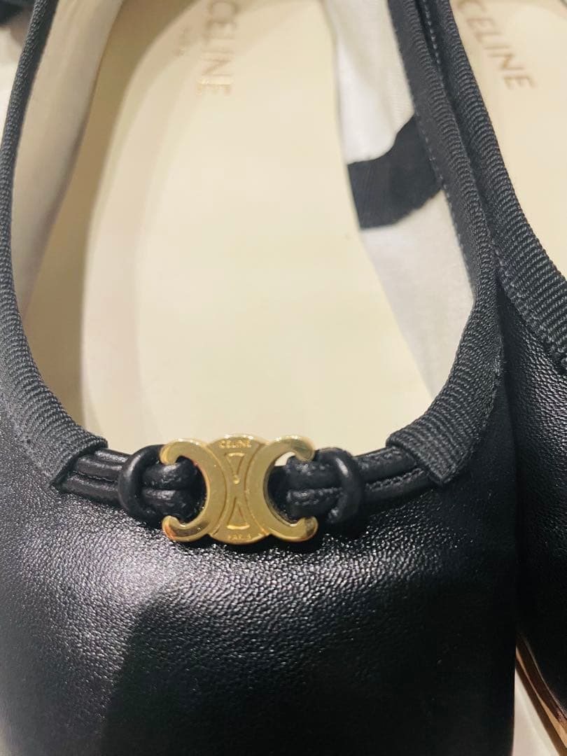 CELINE セリーヌ バレエシューズ 36 レザー ブラック