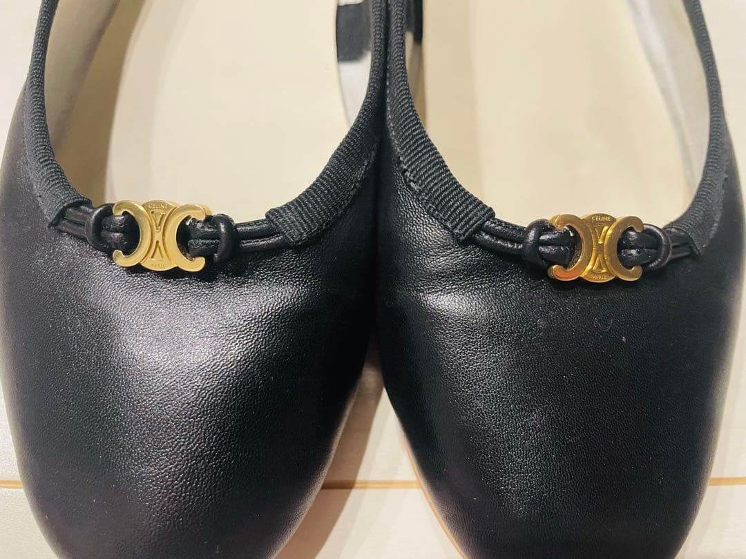 CELINE セリーヌ バレエシューズ 36 レザー ブラック