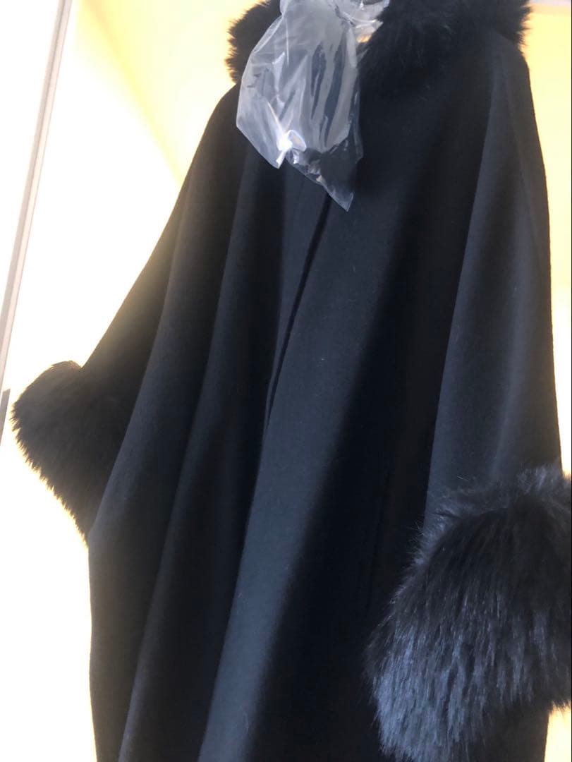 【美品】CELFORD 24AW ファー　ポンチョ　コート　ブラック