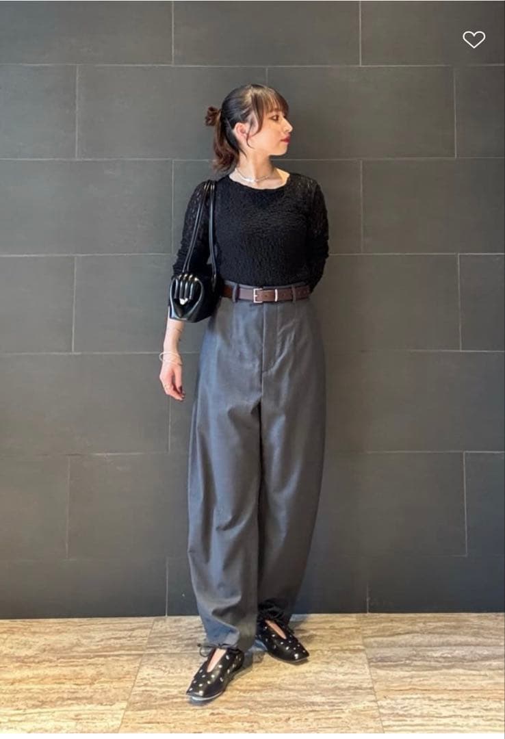 美品LOEFF⭐︎ミディアムグレーハイウエストパンツ