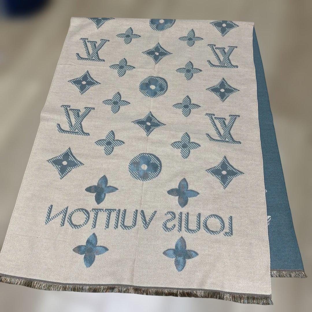 【美品】LOUIS VUITTON ロゴマフラーストール　ショール　スカーフ