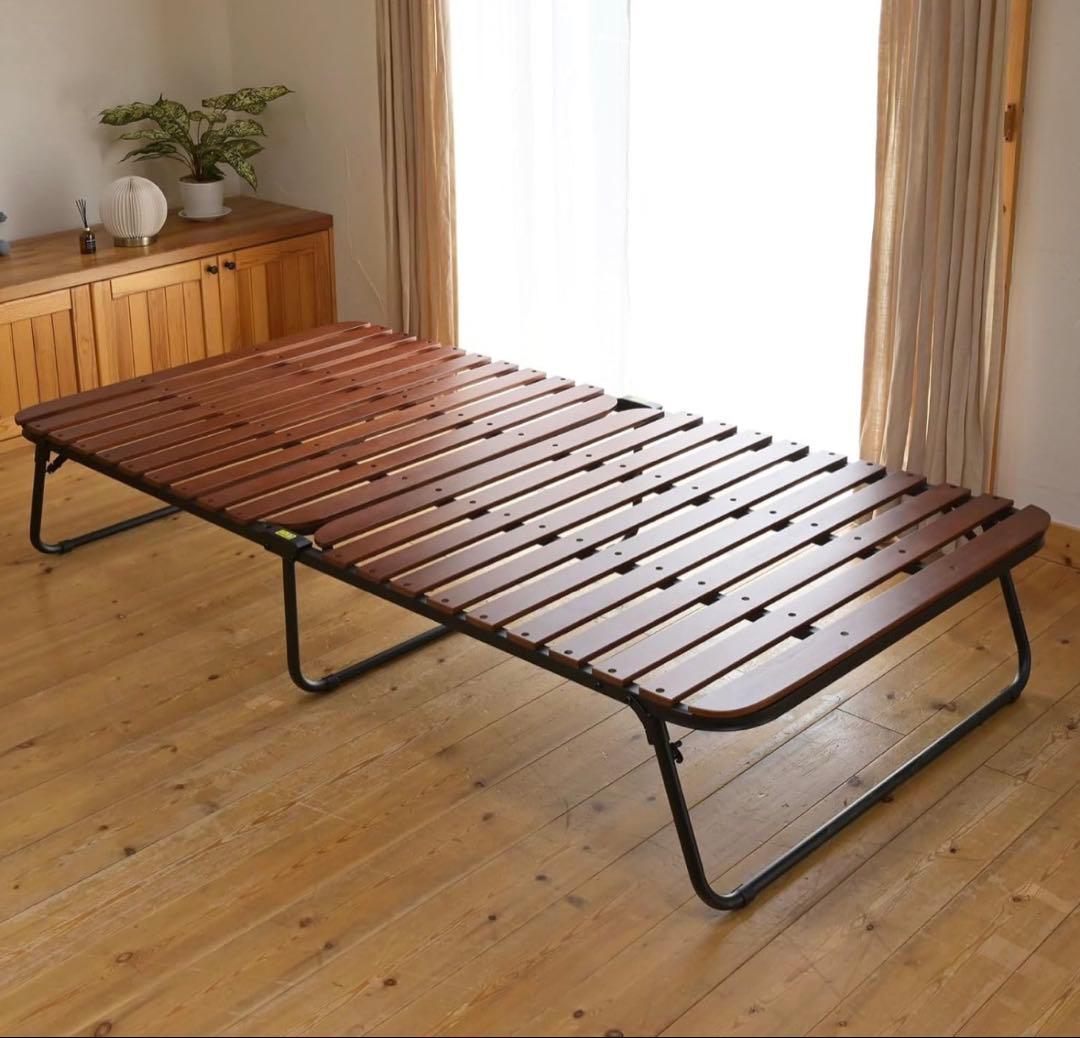 山善　すのこベッド　折りたたみ　ダークブラウン