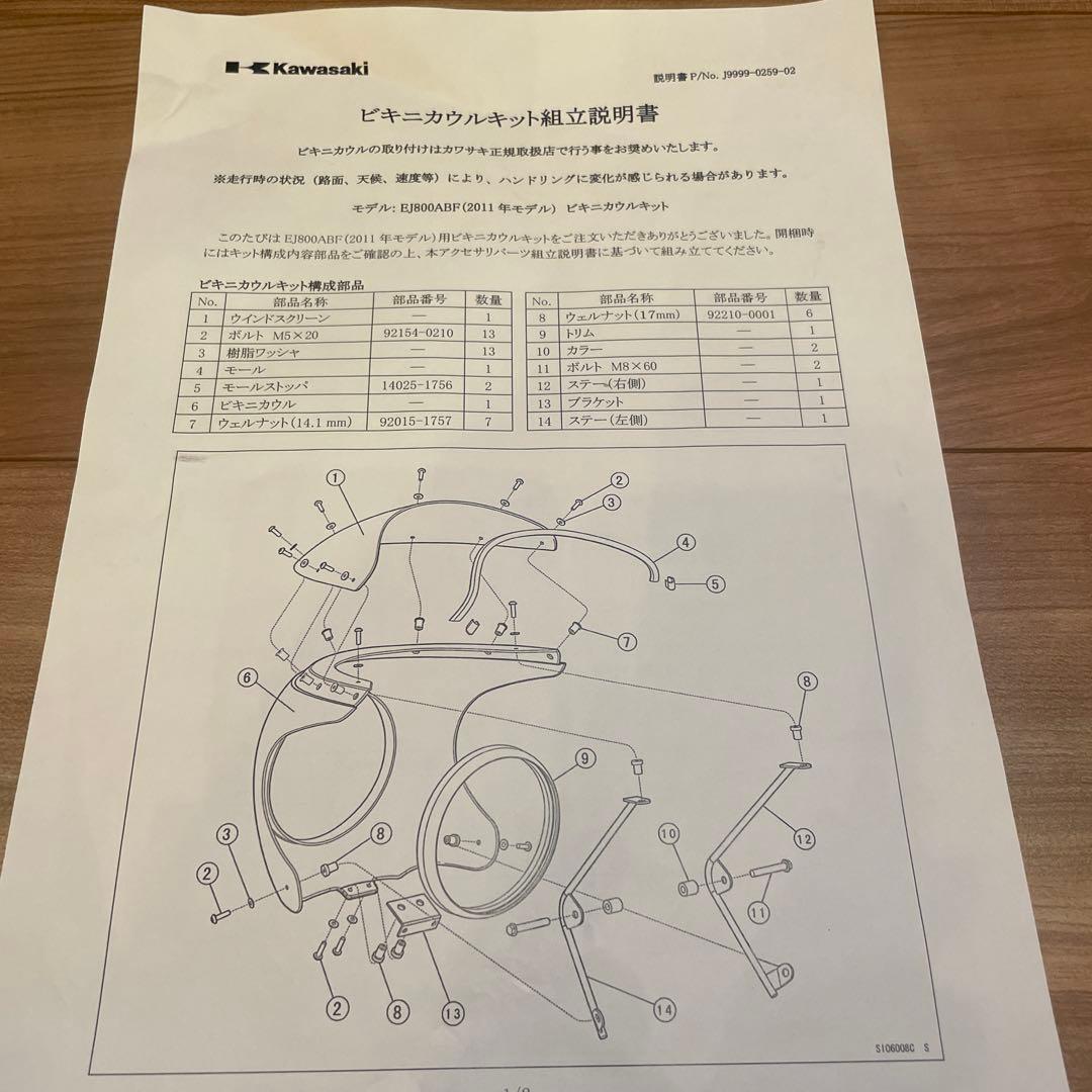 ねど様　カワサキ　W800 純正オプション　カウル　ビキニカウル