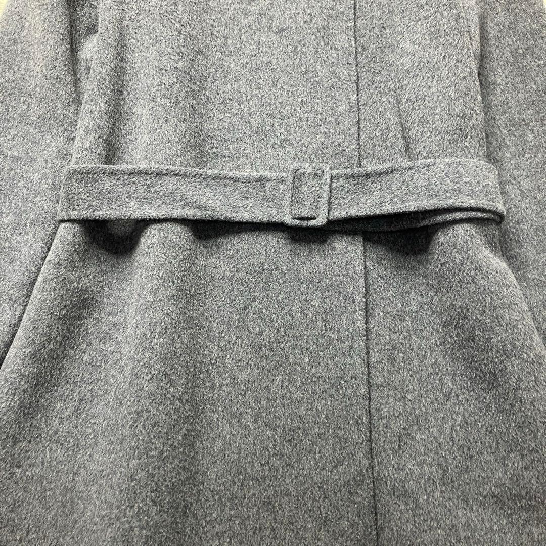 Theory カシミヤ混　ノーカラーコート　ベルト　グレー　定価79000円