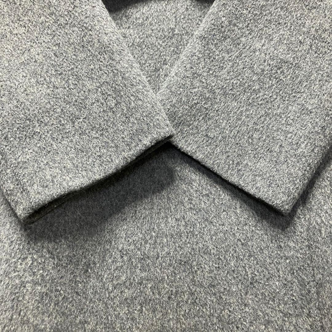 Theory カシミヤ混　ノーカラーコート　ベルト　グレー　定価79000円