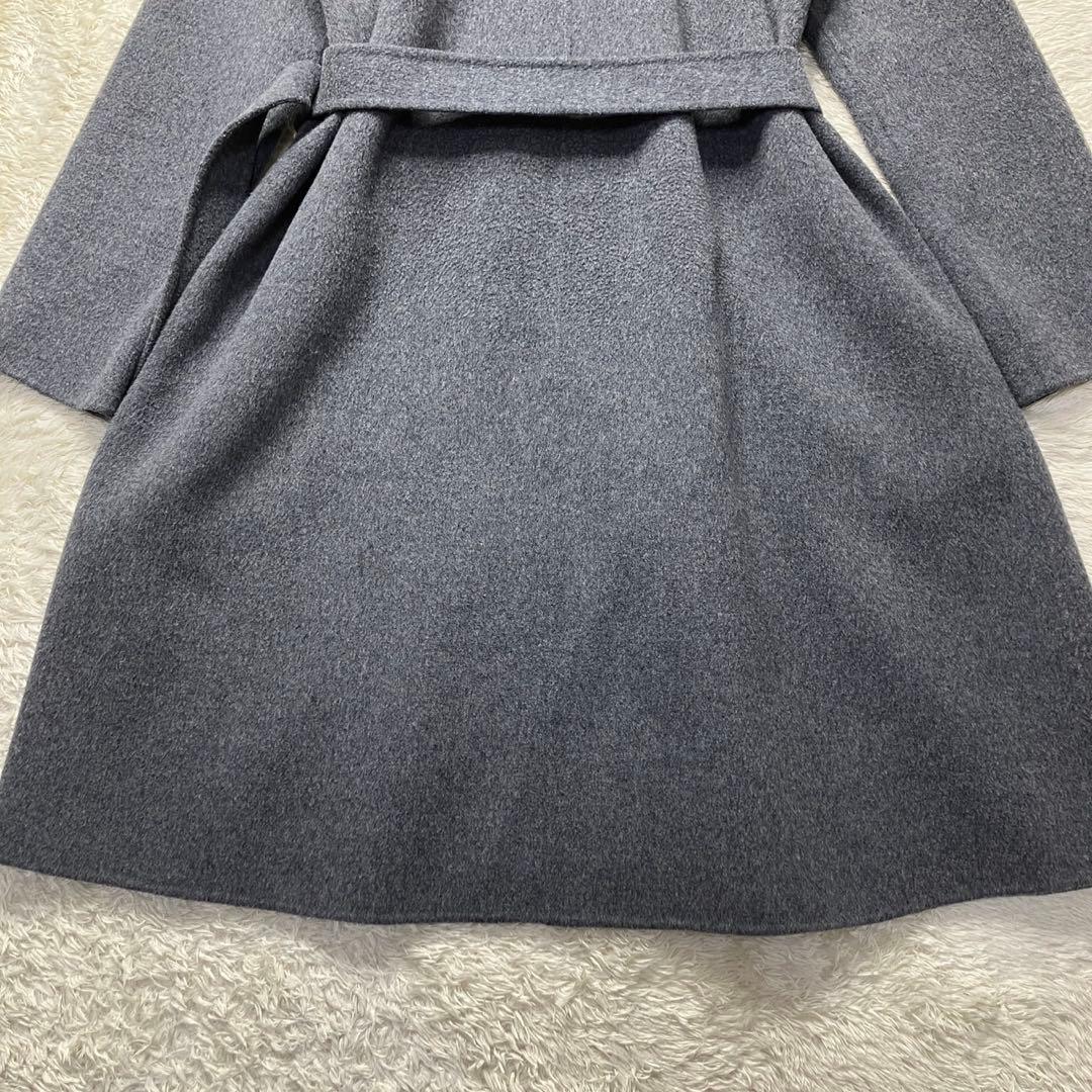 Theory カシミヤ混　ノーカラーコート　ベルト　グレー　定価79000円