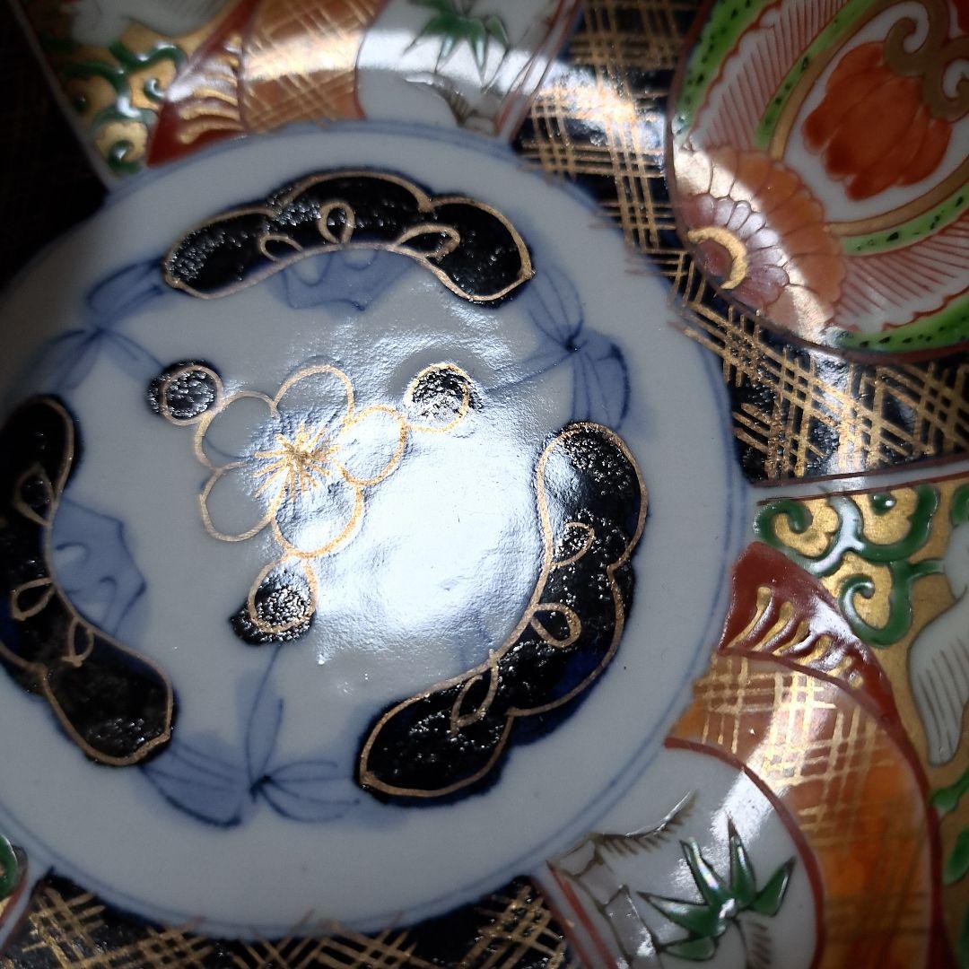 アンティーク　古伊万里　染錦　懐石皿　なます皿　5寸　6客揃　色絵　深鉢