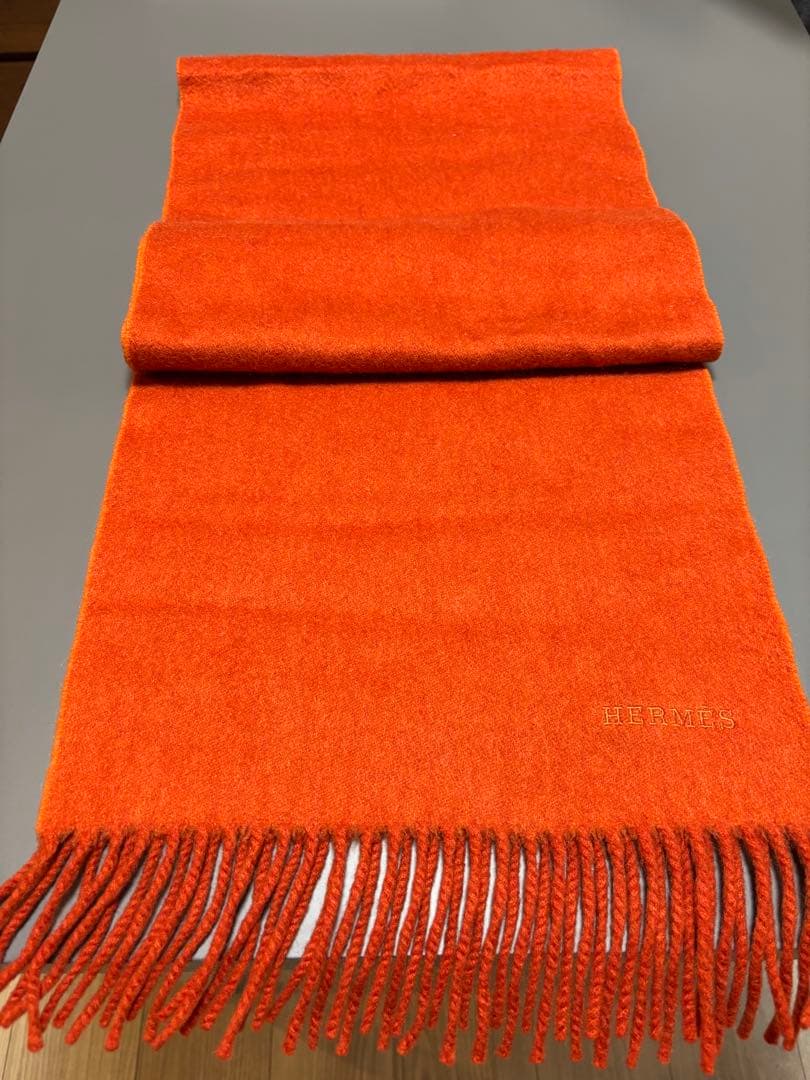エルメス　カシミヤ　オレンジマフラー