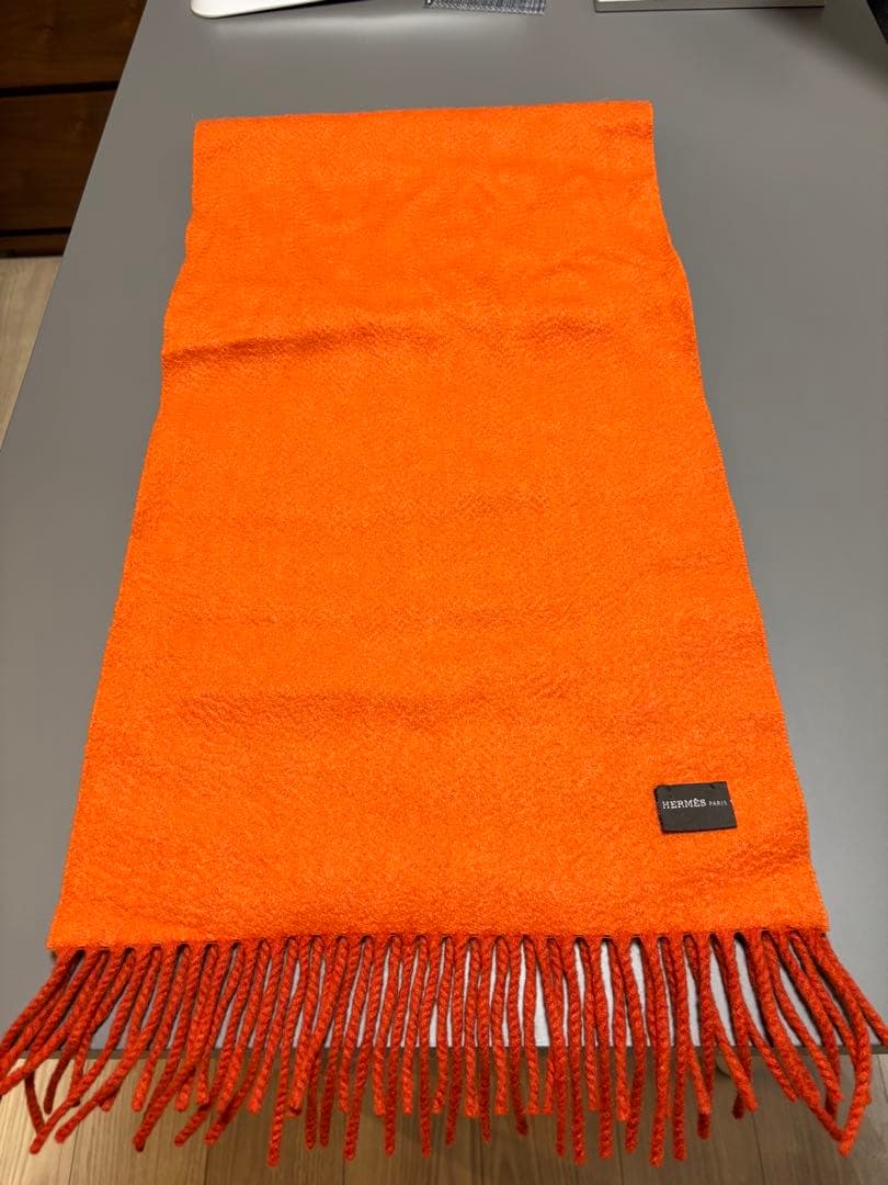 エルメス　カシミヤ　オレンジマフラー