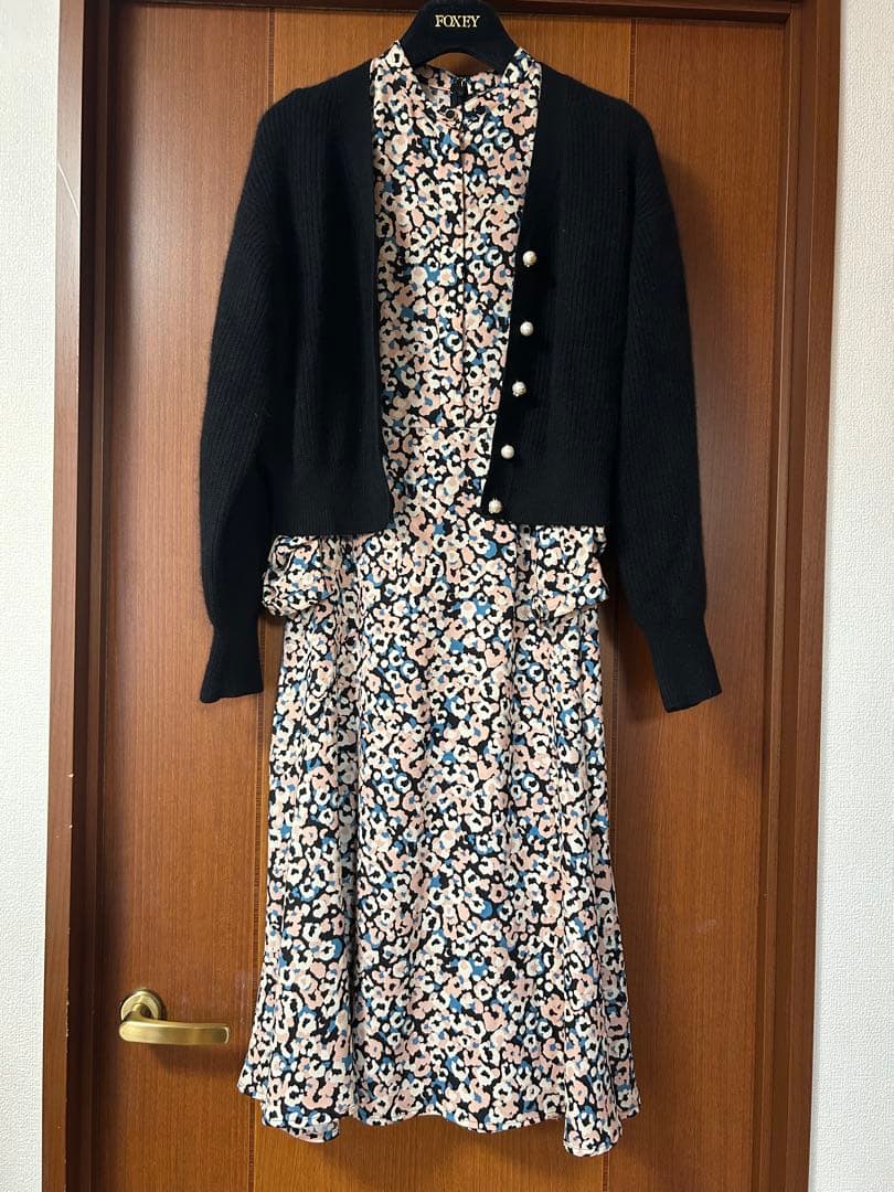 アナイANAYIフラワーレオパードプリントワンピース36 ロングワンピース