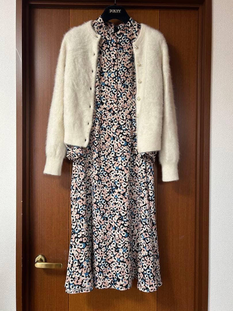 アナイANAYIフラワーレオパードプリントワンピース36 ロングワンピース