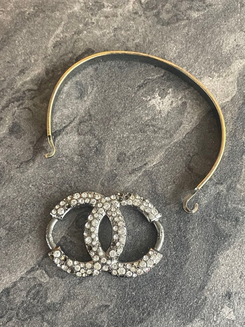 CHANEL ダブルCロゴ バングル　ストーン