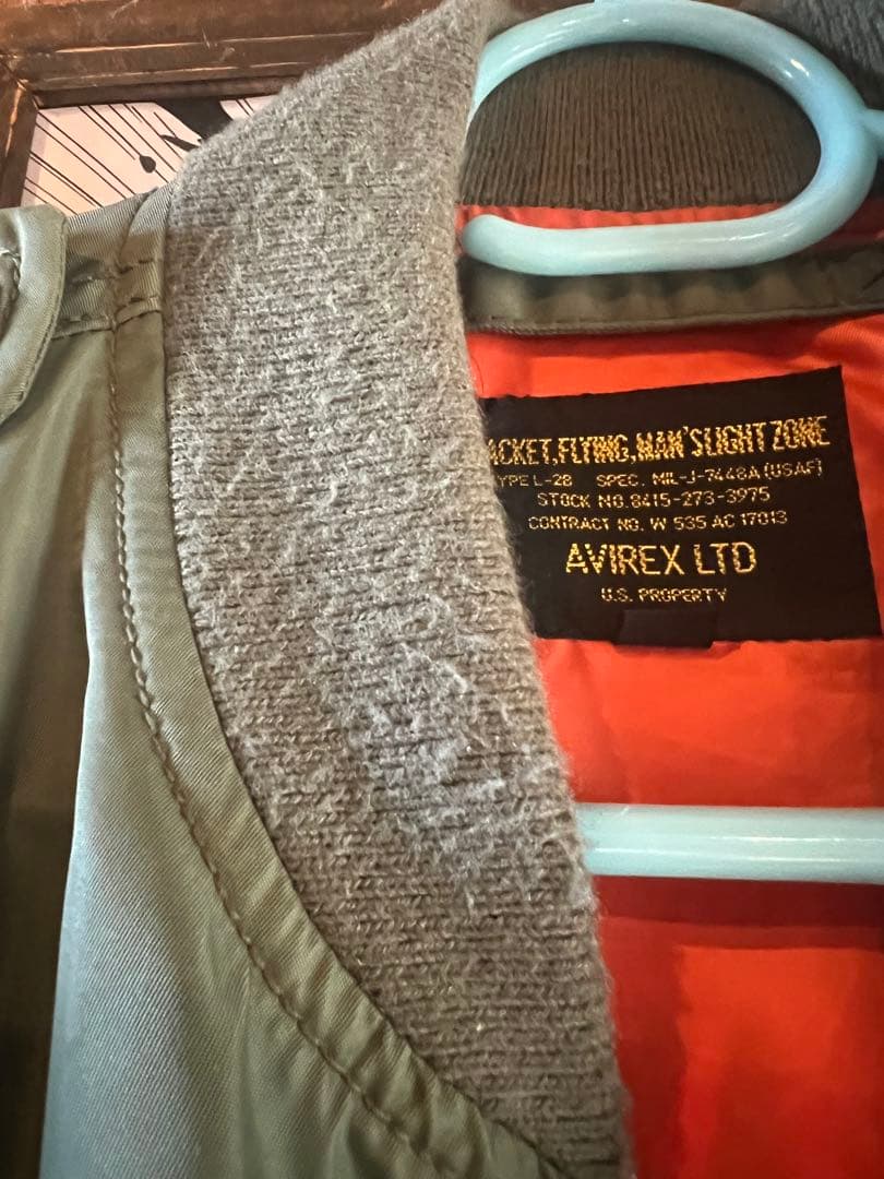 AVIREX L-2Bフライトジャケット オリーブグリーン