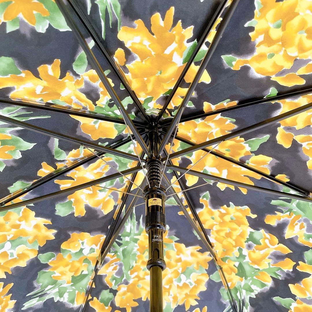 ✨新品未使用✨ イヴサンローラン 長傘 タグ付き 花柄 ブラック イエロー