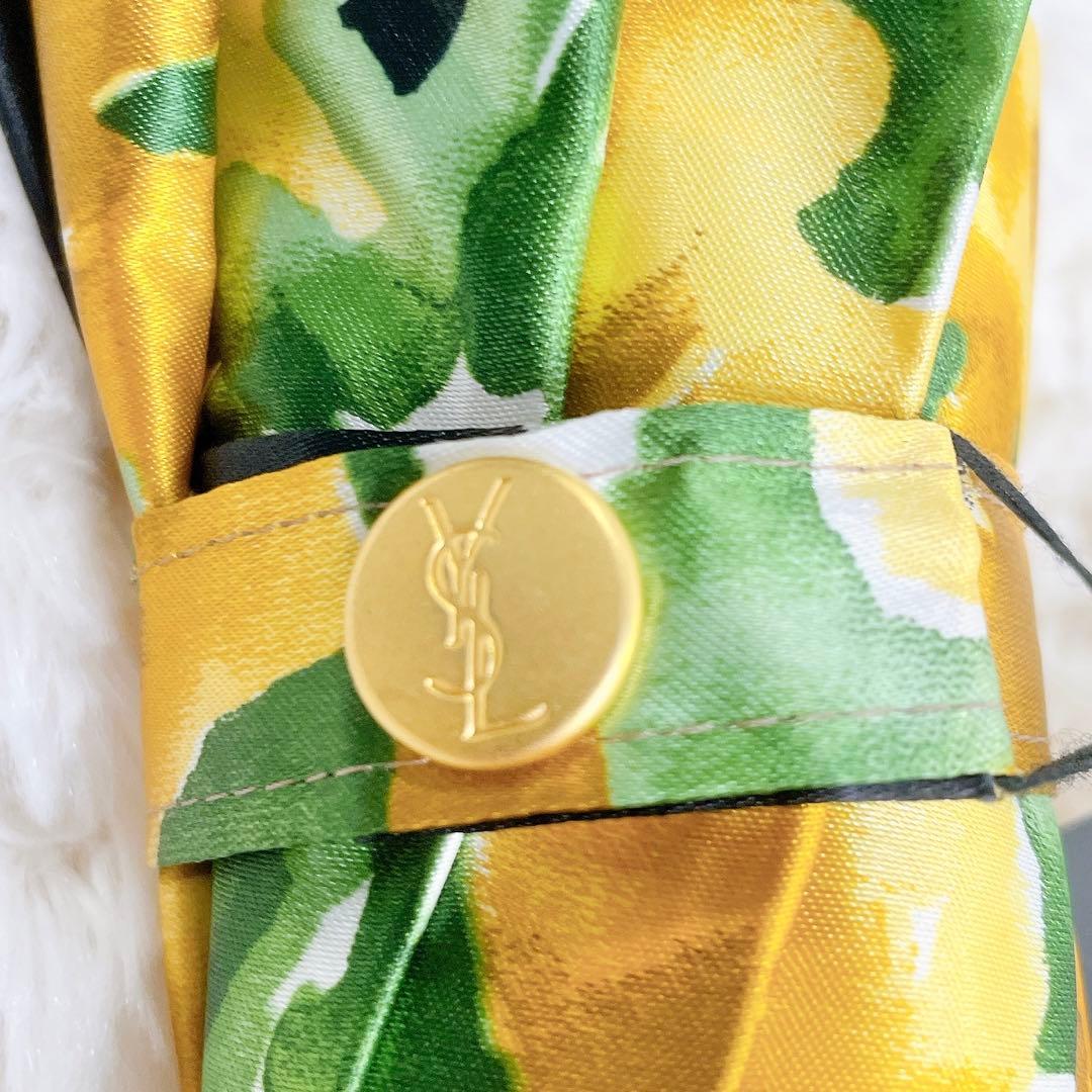 ✨新品未使用✨ イヴサンローラン 長傘 タグ付き 花柄 ブラック イエロー