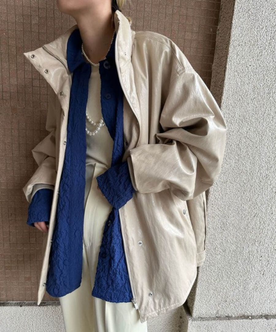 ジャケット・アウター AMERI PASTINGLIKESYNTHETICLEATHERJACKET