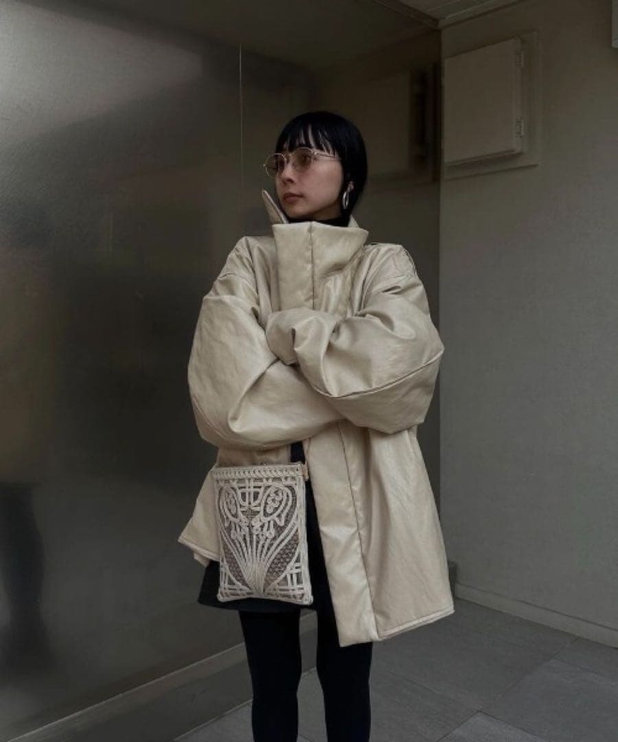 ジャケット・アウター AMERI PASTINGLIKESYNTHETICLEATHERJACKET