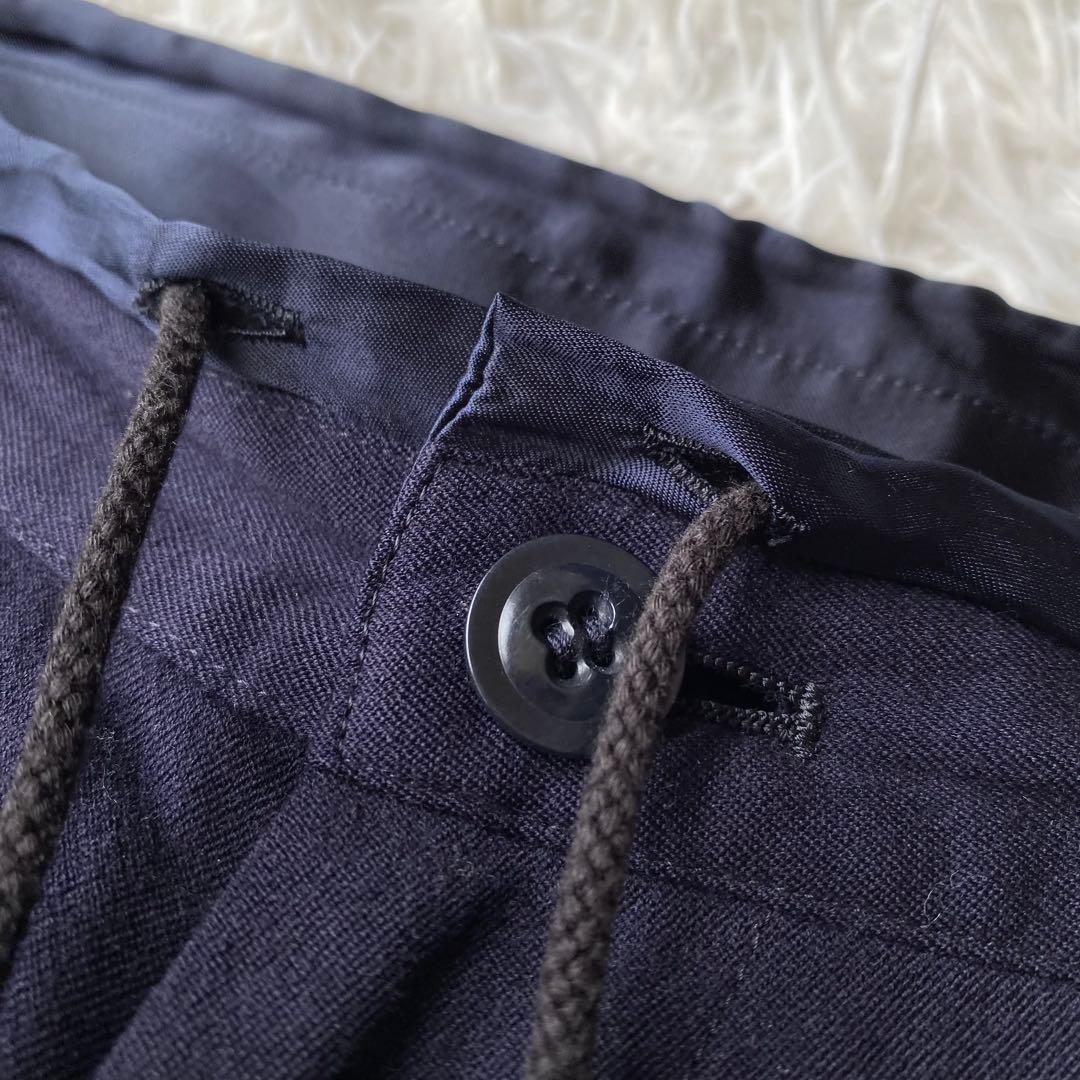 y's ウールギャバ サルエルパンツ ワイドパンツ ネイビー サイズ1