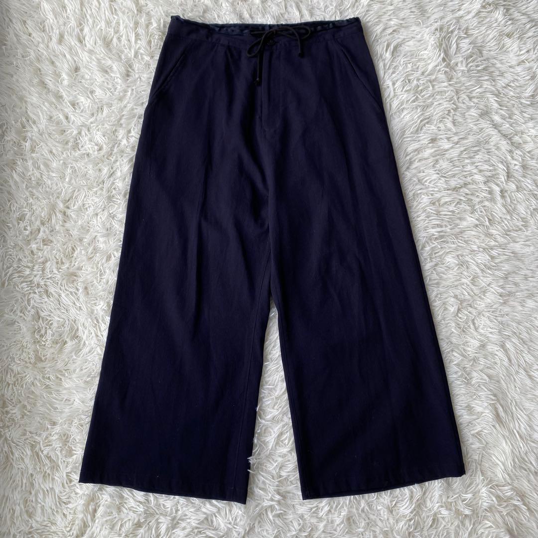 y's ウールギャバ サルエルパンツ ワイドパンツ ネイビー サイズ1