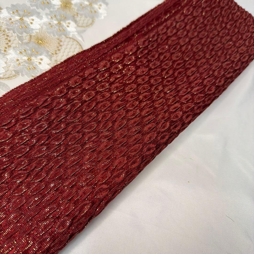 新品　2027年新作　振袖用　帯締め　帯揚げ　半襟　重ね襟　セット　ワインレッド