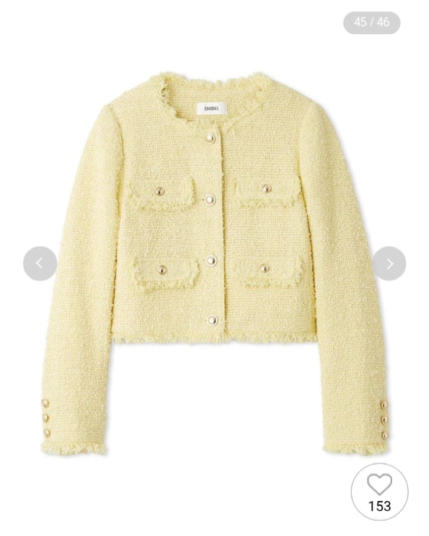 新品タグ付き　SNIDEL　スナイデルツイードジャケット　イエロー