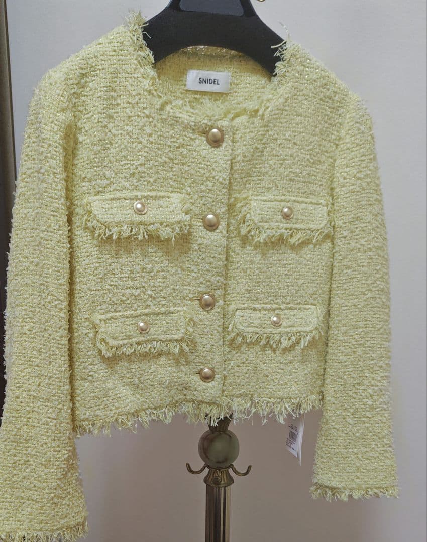 新品タグ付き　SNIDEL　スナイデルツイードジャケット　イエロー