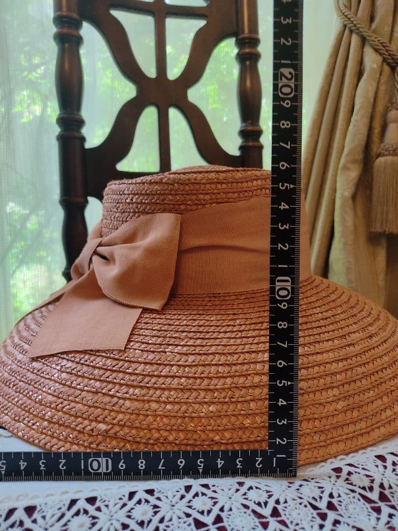 麦わら帽子　オーダー　レア　アンティーク　リボン　バケットハット　ヴィンテージ