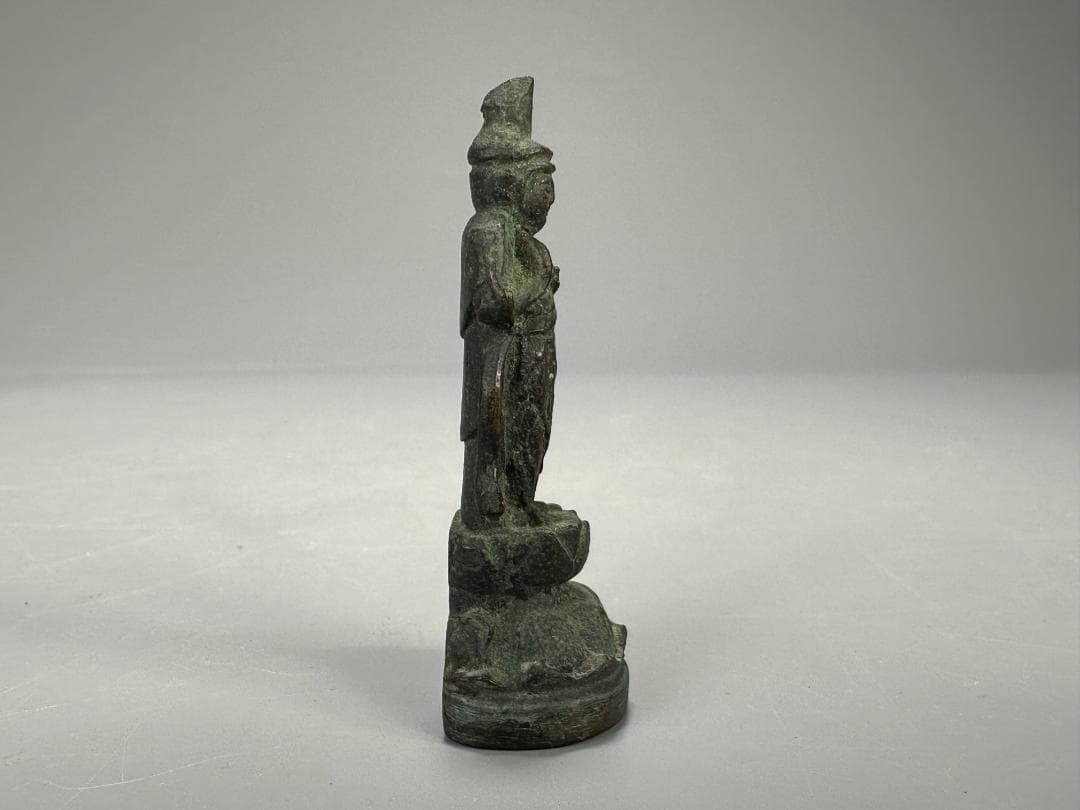 仏教美術　江戸時代　古銅製　観音像　銅仏　豆仏　時代厨子付き　古仏