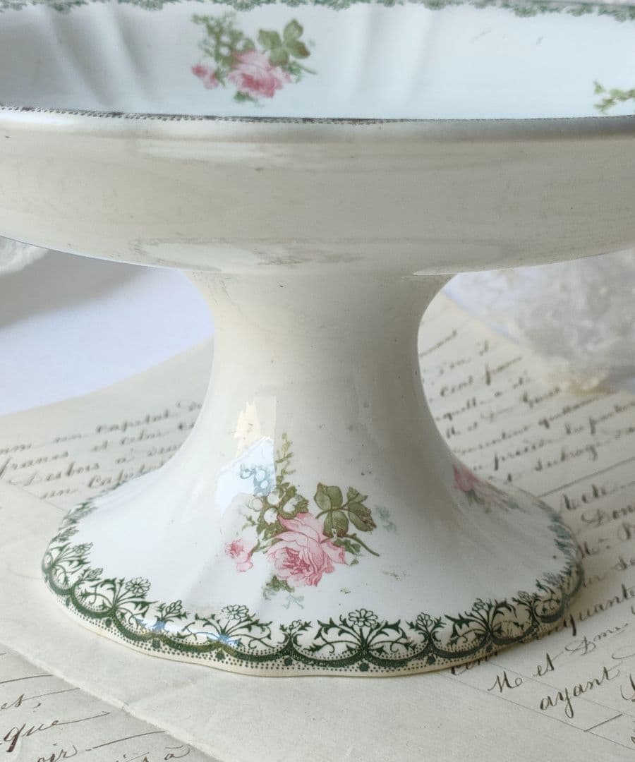 希少　美品　サンタマン　鈴蘭　薔薇　コンポティエ　フランスアンティーク