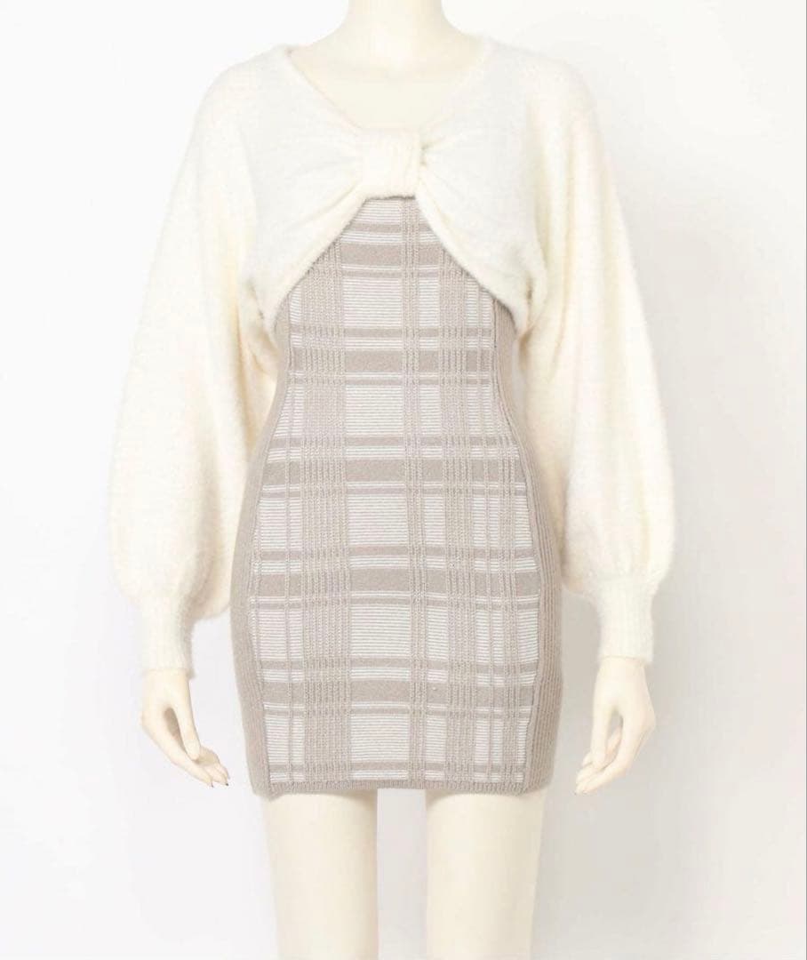 LIP SERVICE リボンフェザーアンサンブル　ニット　ワンピース