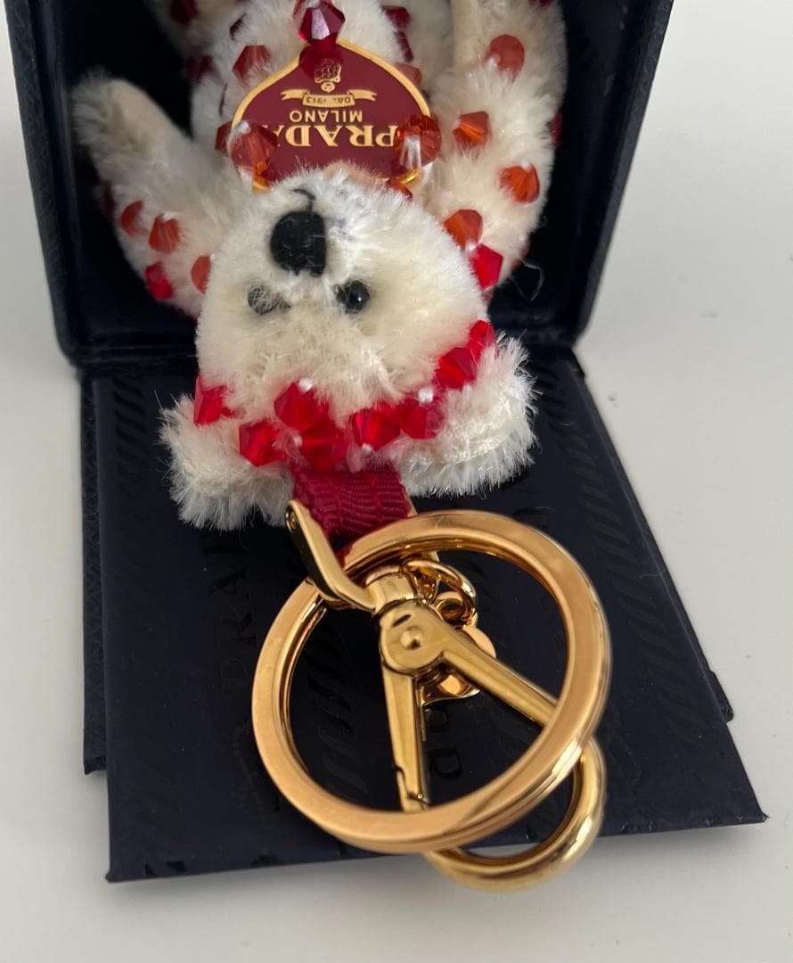 PRADA プラダ ベア チャーム キーホルダー レッド×オレンジ×ベージュ