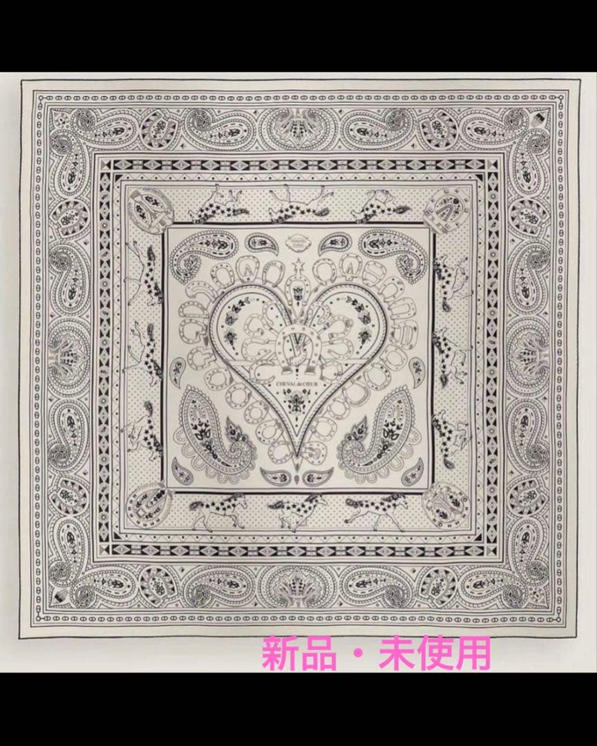 ⭐︎新品・未使用⭐︎ HERMES エルメス　カシシル　　バンダナ　白✖️黒　野村大輔