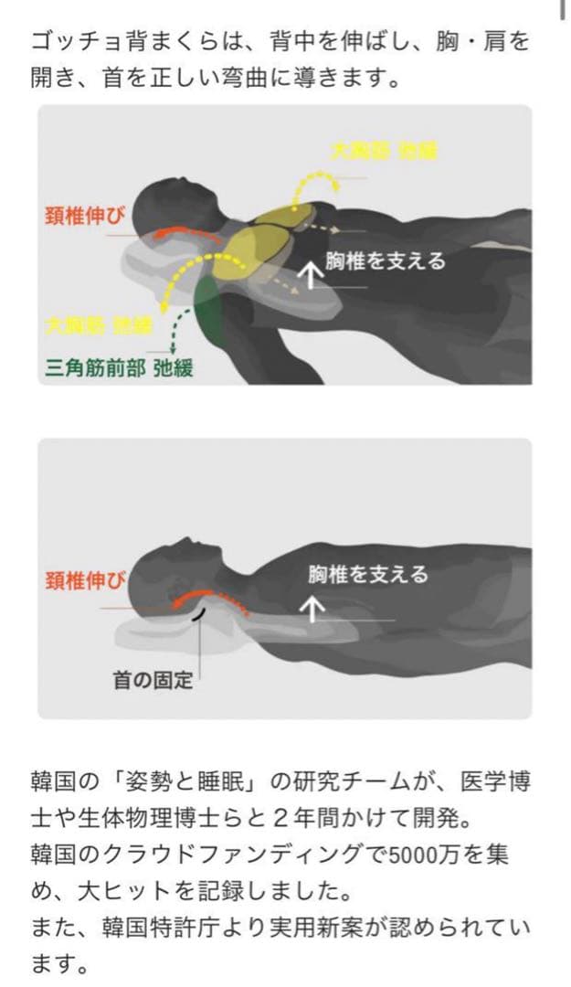 韓国 ゴッチョ　背まくら 【整体まくら】