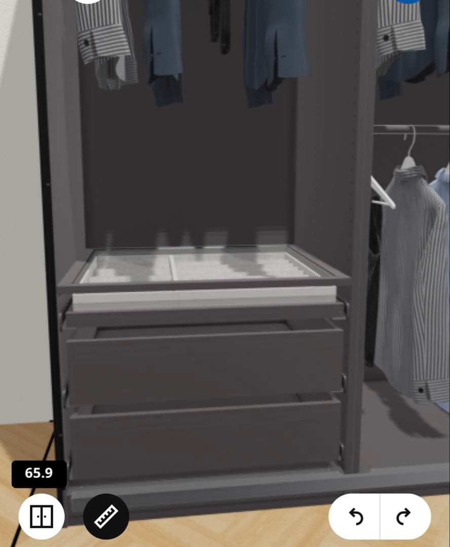 【ナカイ】IKEA PAX 扉はミラー＆ダークグレー※解体、送料込