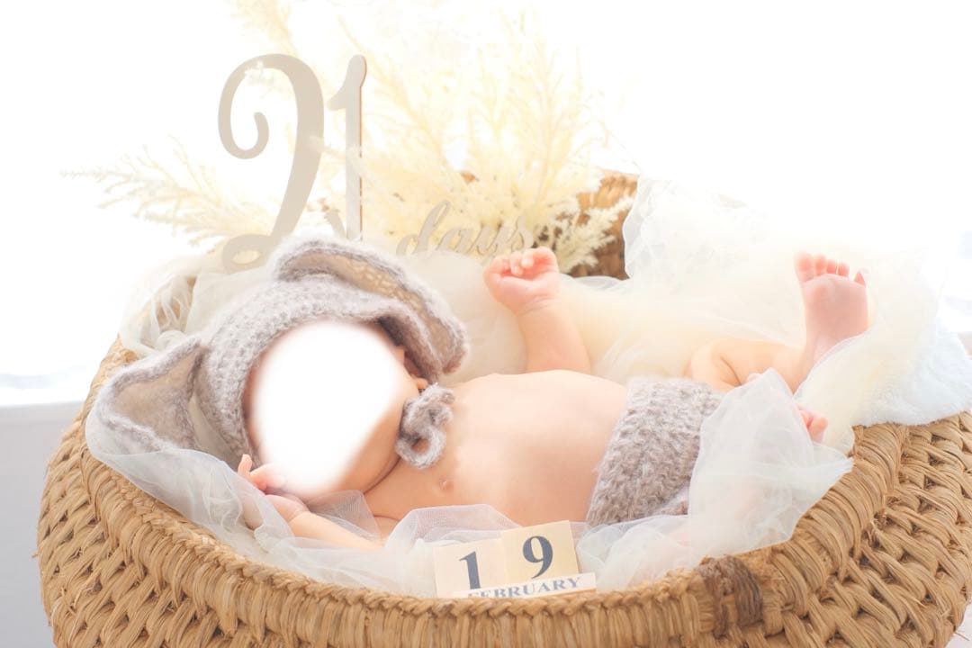 天然素材 手編みバスケット アンティーク　ゆりかご　ニューボーンかご