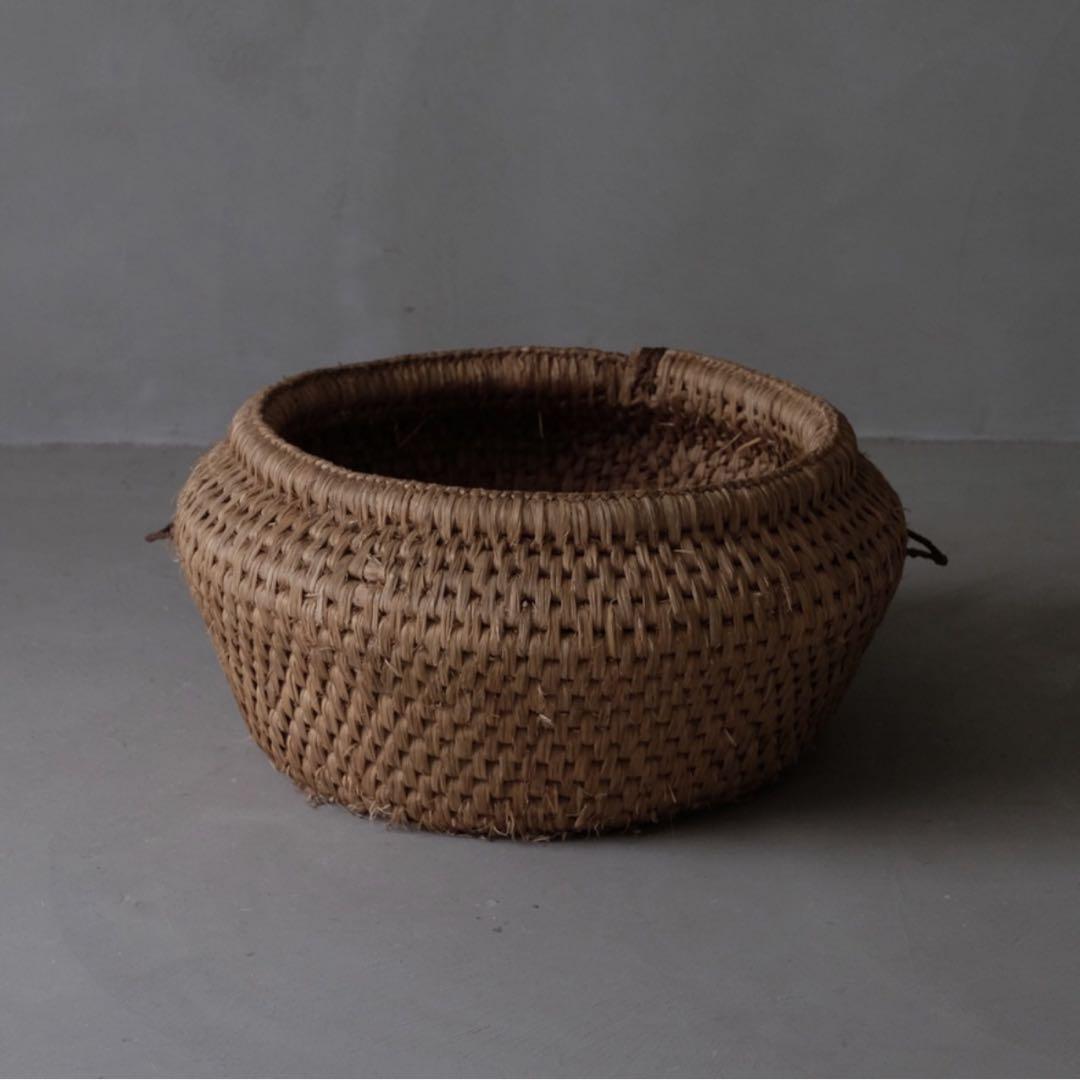 天然素材 手編みバスケット アンティーク　ゆりかご　ニューボーンかご