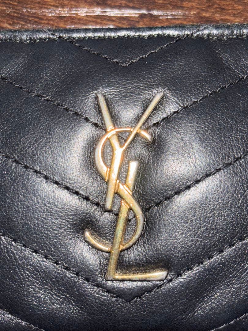 YSL キルティングレザーキーポーチ　黒