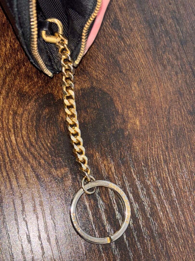 YSL キルティングレザーキーポーチ　黒