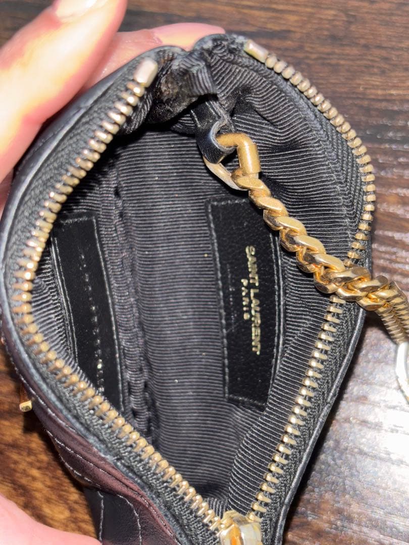 YSL キルティングレザーキーポーチ　黒