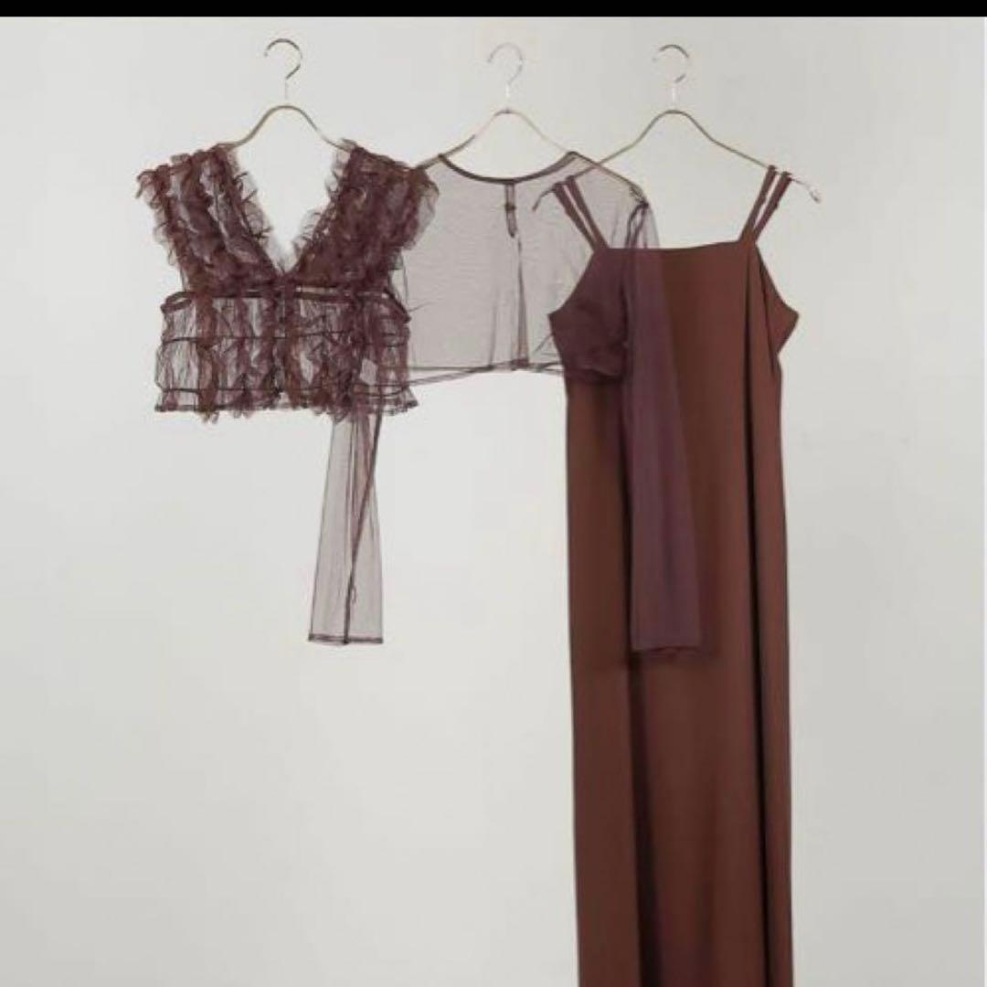 kana チュール ボリューム 3点セット　ダークブラウン　結婚式　お呼ばれ