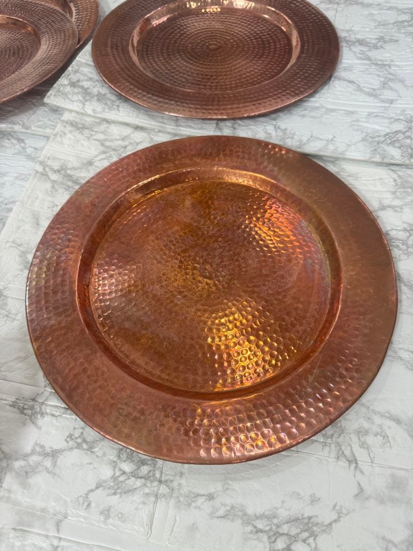アンティーク 大皿　純銅　槌目つちめ　5客セット