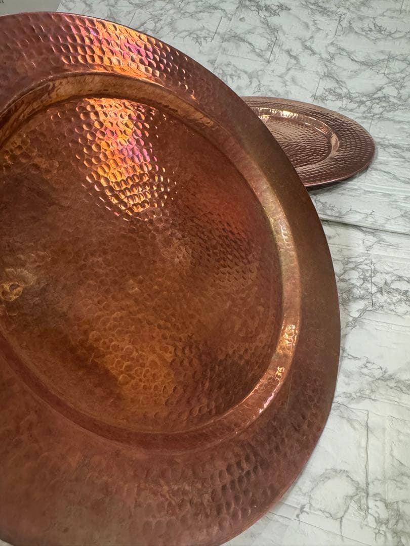 アンティーク 大皿　純銅　槌目つちめ　5客セット