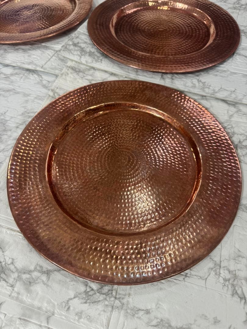 アンティーク 大皿　純銅　槌目つちめ　5客セット