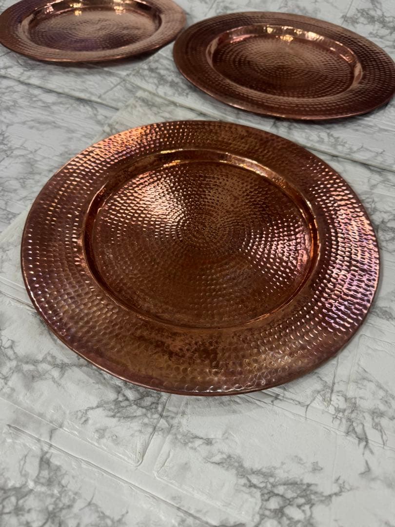アンティーク 大皿　純銅　槌目つちめ　5客セット