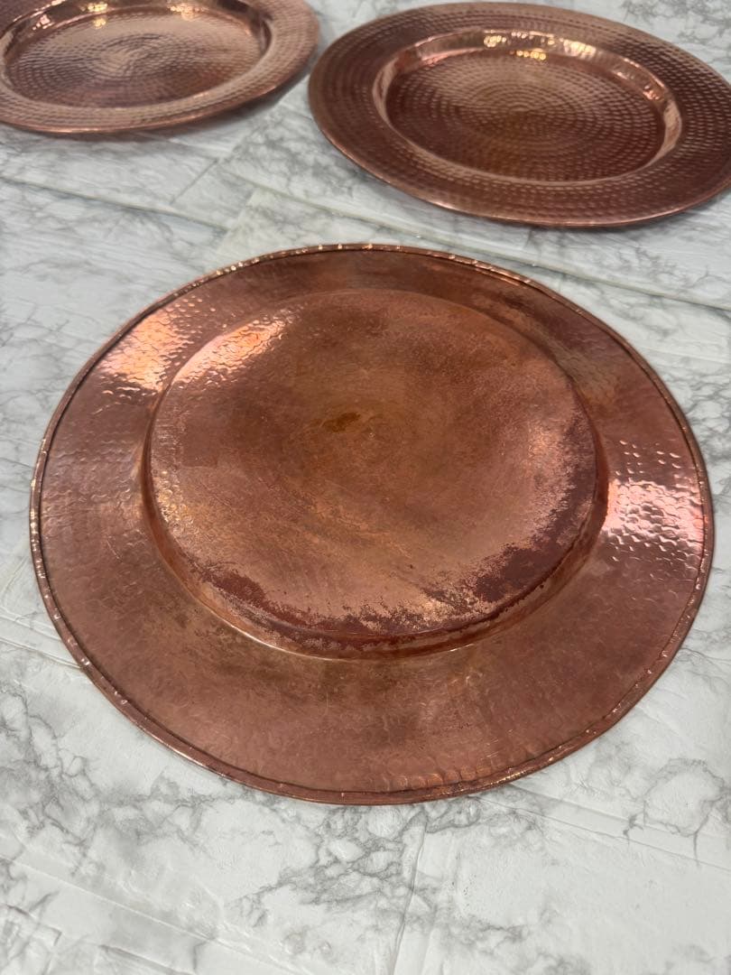 アンティーク 大皿　純銅　槌目つちめ　5客セット